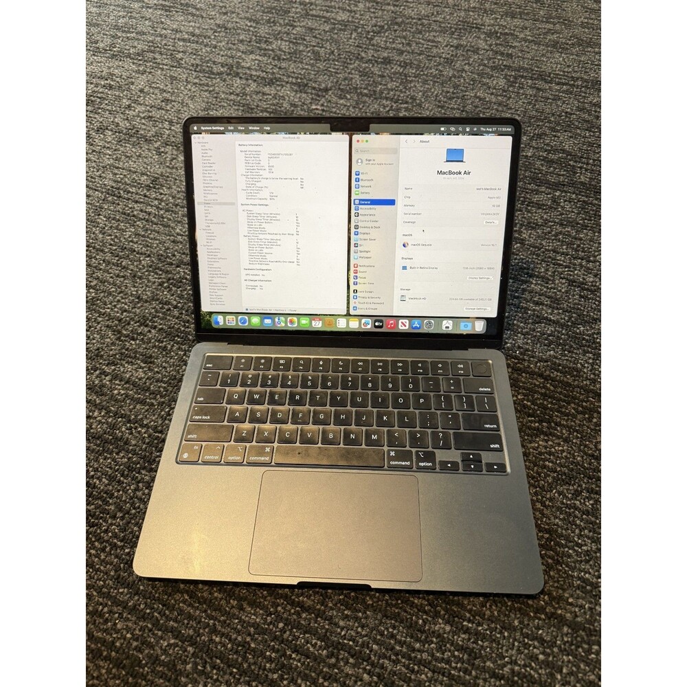 Apple MacBook Air 13" - M3 8-Core 16GB RAM 256GB SSD - Midnight A3113 - 93% bat.